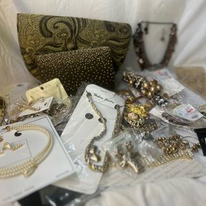 Lot/Bundle Gold and Brown Jewelry Collection